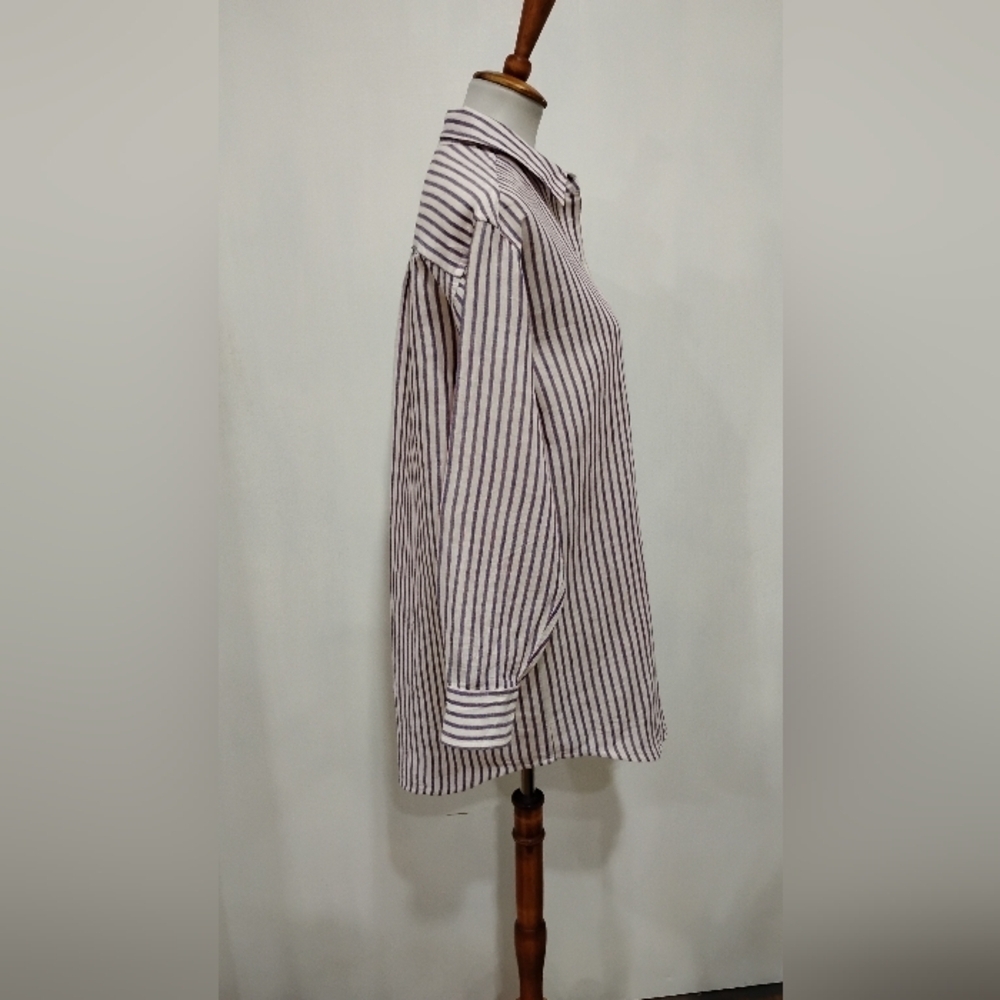 J. CREW STRIPED LINEN SHIRT DRESS - Picture 7 of 11